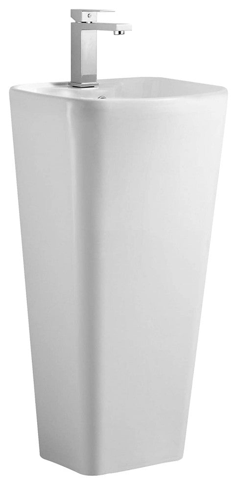 Elegant One-Piece Plainfield Pedestal Sink, Vitreous China, White