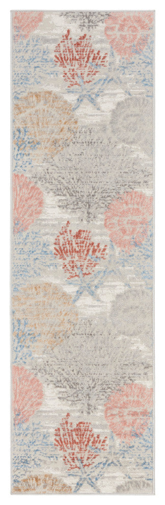Nourison Seaside 2'3" x 7'6" Multicolor Coastal, Nautical and Beach Indoor Rug