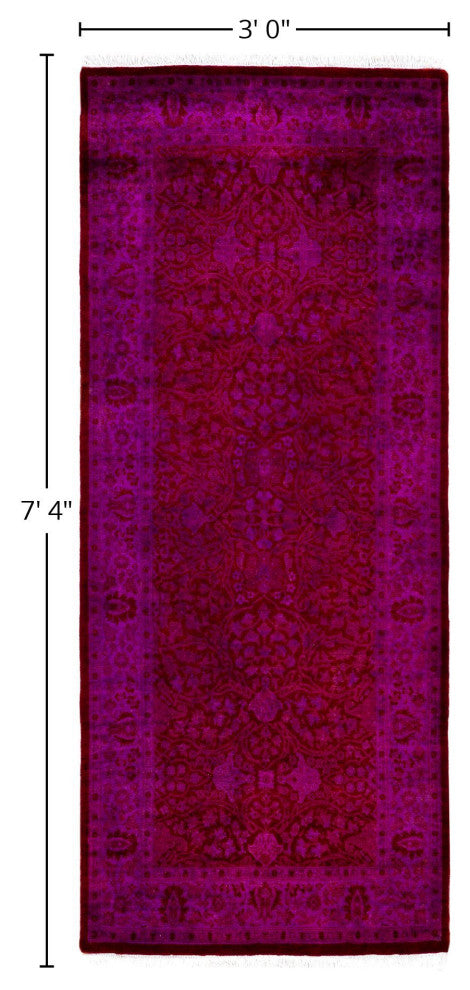 Overdyed One-of-a-Kind Hand-Knotted Area Rug Red, 3' 0" x 7' 4"