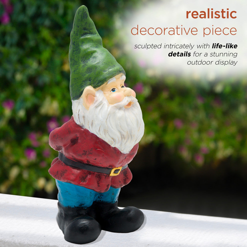 Bearded Garden Gnome Statue with Green Hat