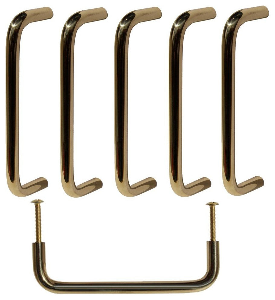 Long Cabinet Pulls D Shape Pull Handles 3.75" x 1.25" x 1.25" Brass Pack of 6
