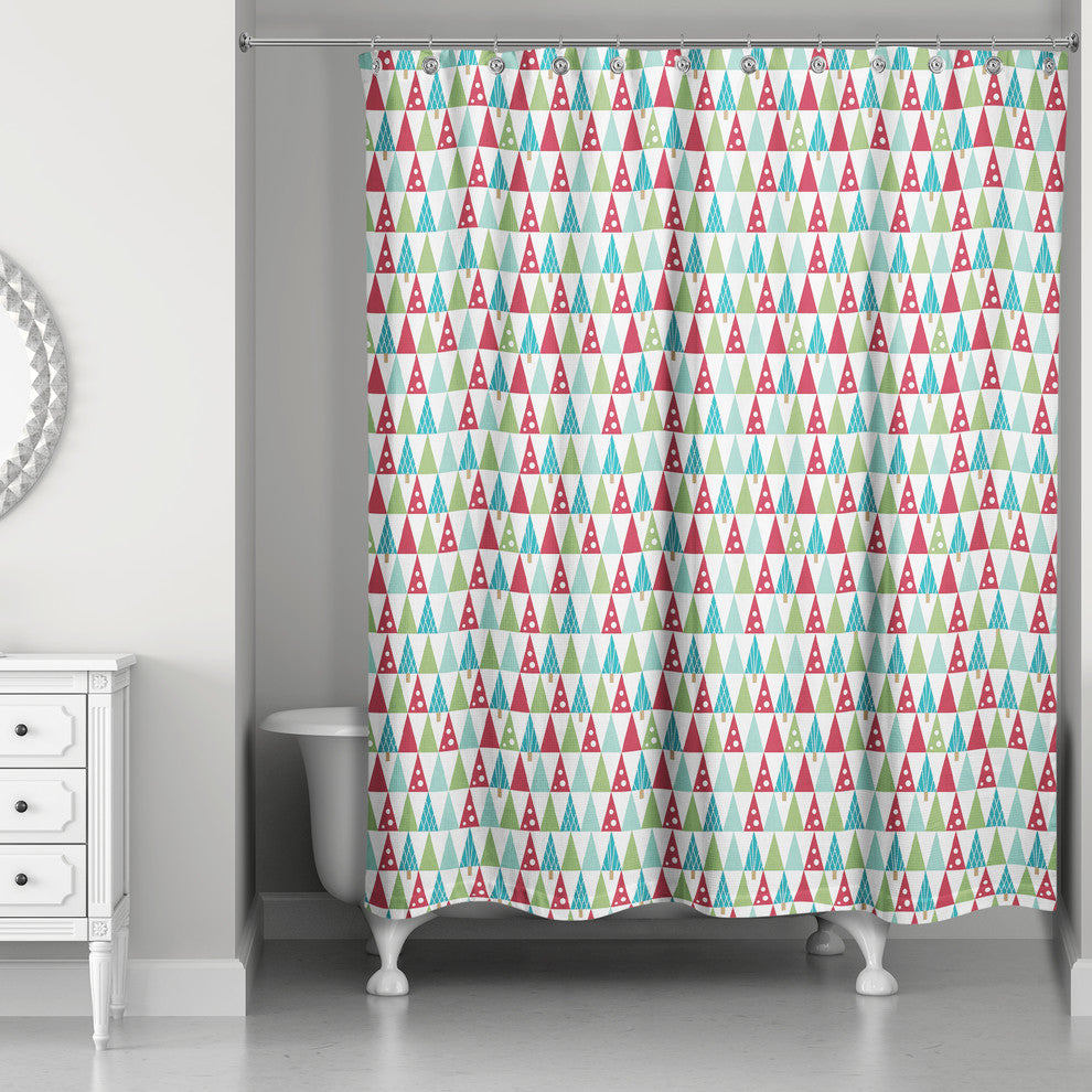 Midcentury Modern Christmas Tree Pattern 71x74 Shower Curtain