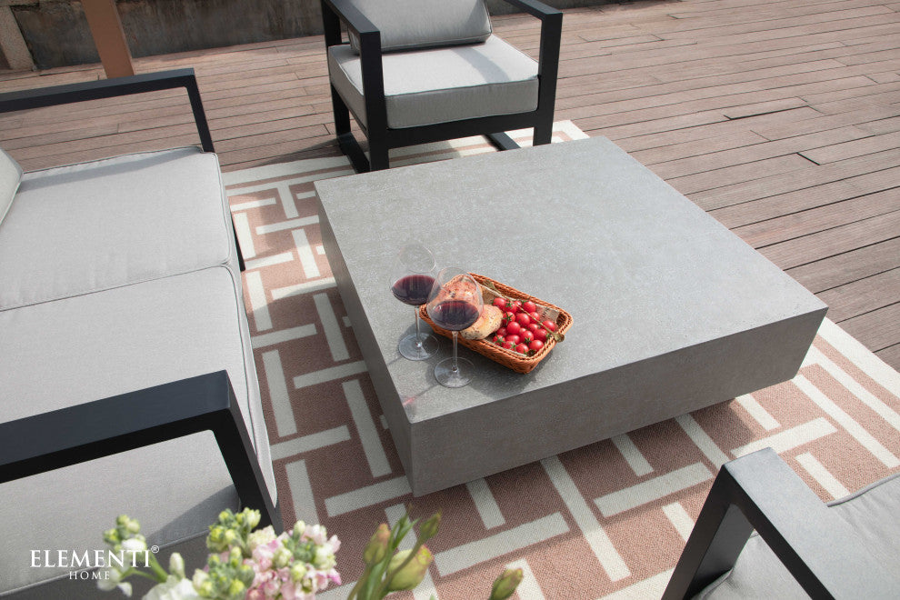 Tevere 40" Square Concrete Coffee Table, Space Grey