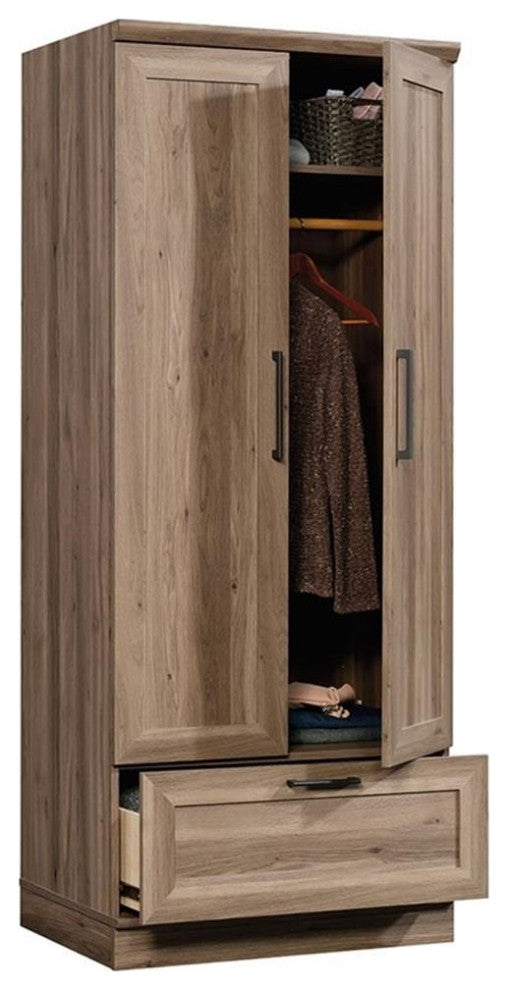 Sauder HomePlus Engineered Wood 2-Door Bedroom Wardrobe Armoire in Salt Oak
