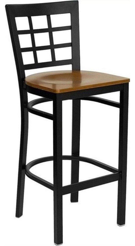 Flash Furniture Hercules 31" Black Back Metal Bar Stool in Cherry