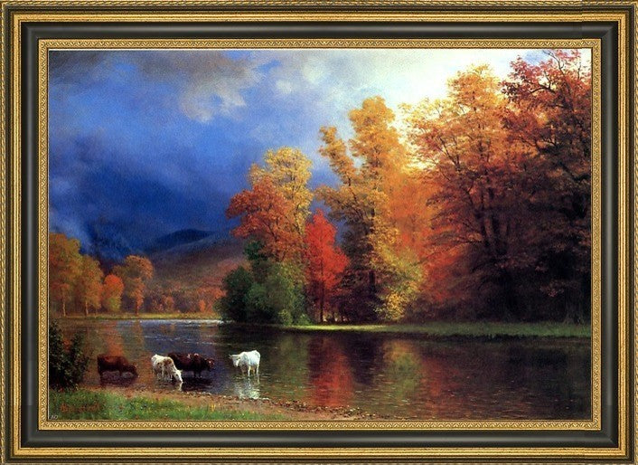 Albert Bierstadt on the Saco Framed Premium Canvas Print, 18"x27"