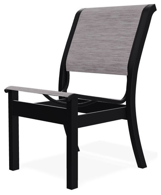 Leeward Sling Stackable Outdoor Dining Chair, Fossil/Black