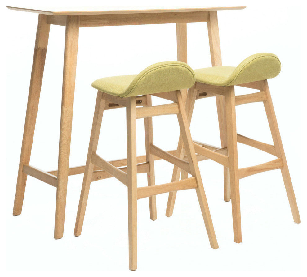 GDF Studio 3-Piece Margaret Natural Wood Finish Bar Set, Light Green/Oak