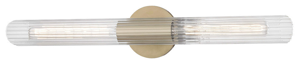 Cecily 2-Light Large Wall Sconce, Clear Glass, Finish: Aged Brass