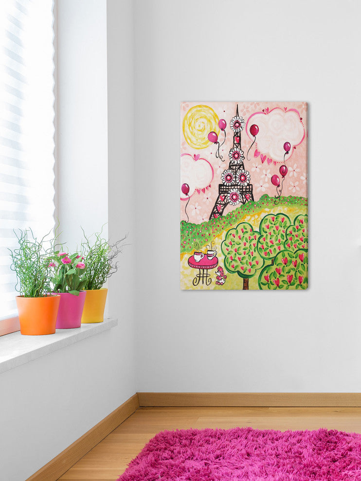 Marmont Hill, "Paris in Pink" by Nicola Joyner Painting on Wrapped Canvas, 16x24