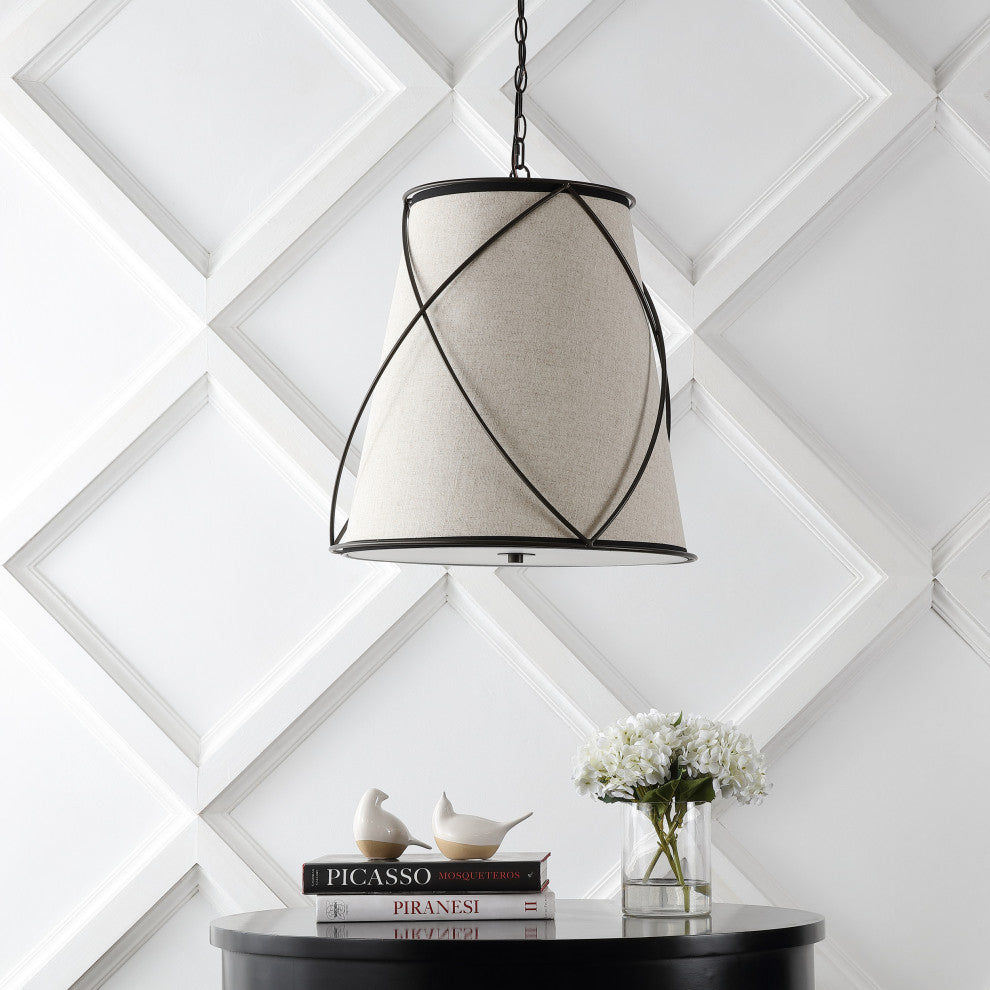 Milo 19" 3-Light Rustic Farmhouse Iron LED Pendant, Oil Rubbed Bronze