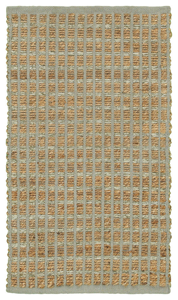 Gray Modern Grid Organic Jute Area Rug, 7'x9'