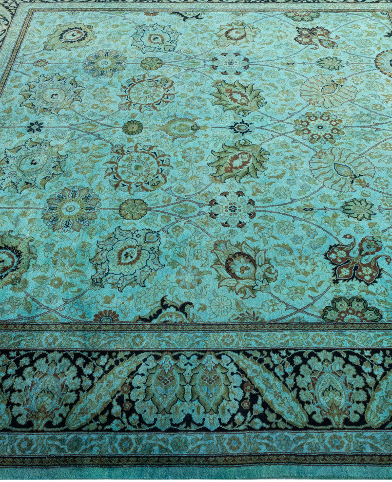Overdyed One-of-a-Kind Hand-Knotted Area Rug Green, 6' 1" x 6' 3"