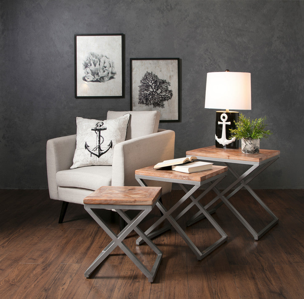 Yellen X-Leg Wood Tables, 3-Piece Set