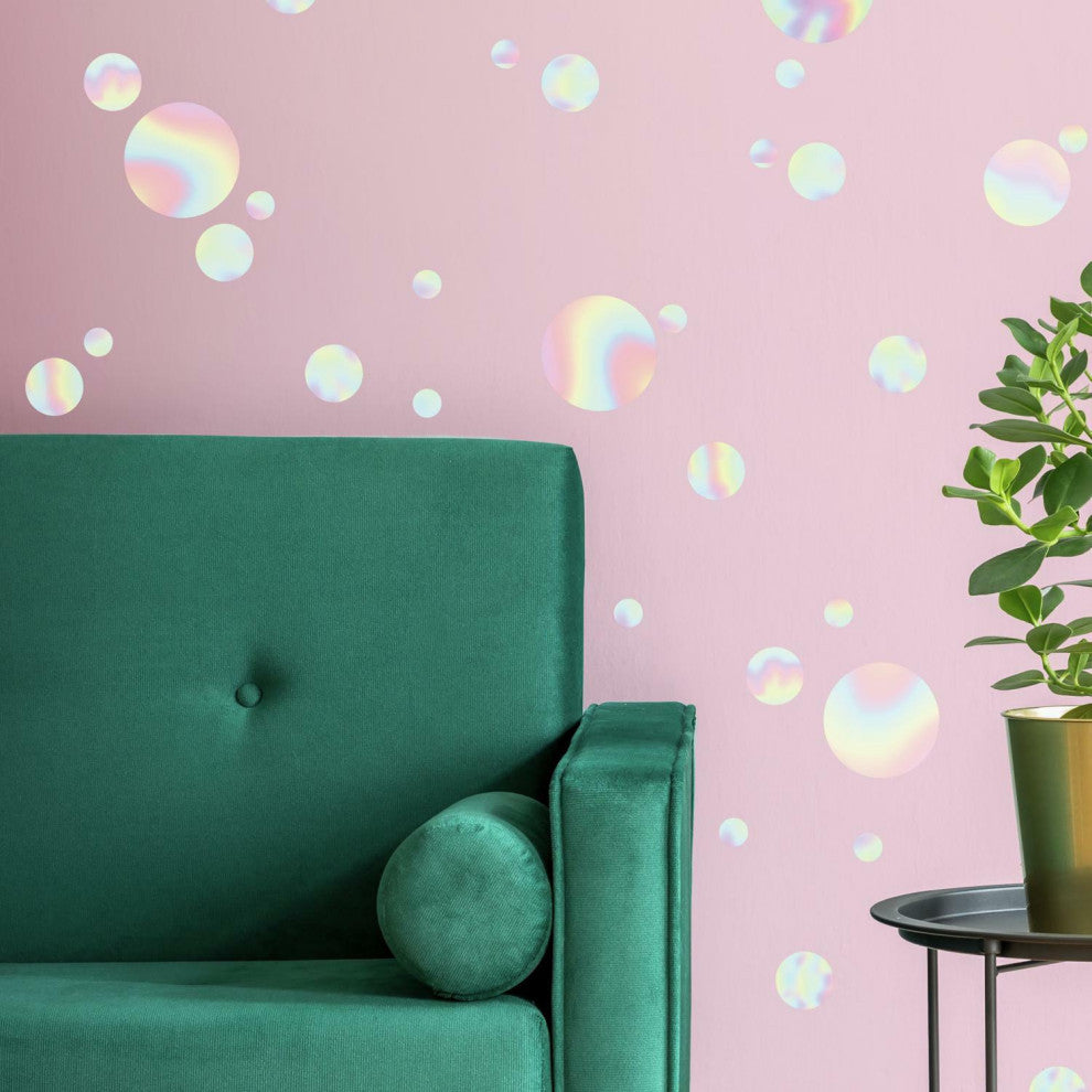 Holographic Circle Peel And Stick Wall Decals, holographic