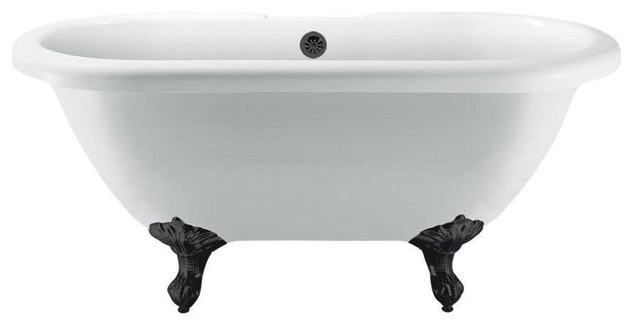 67" Streamline N1121BL-BL Clawfoot Tub and Tray With External Drain