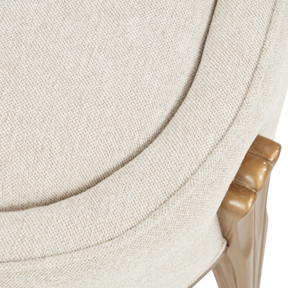 Camellia Field Accent Bench, Linen/Antique Gold