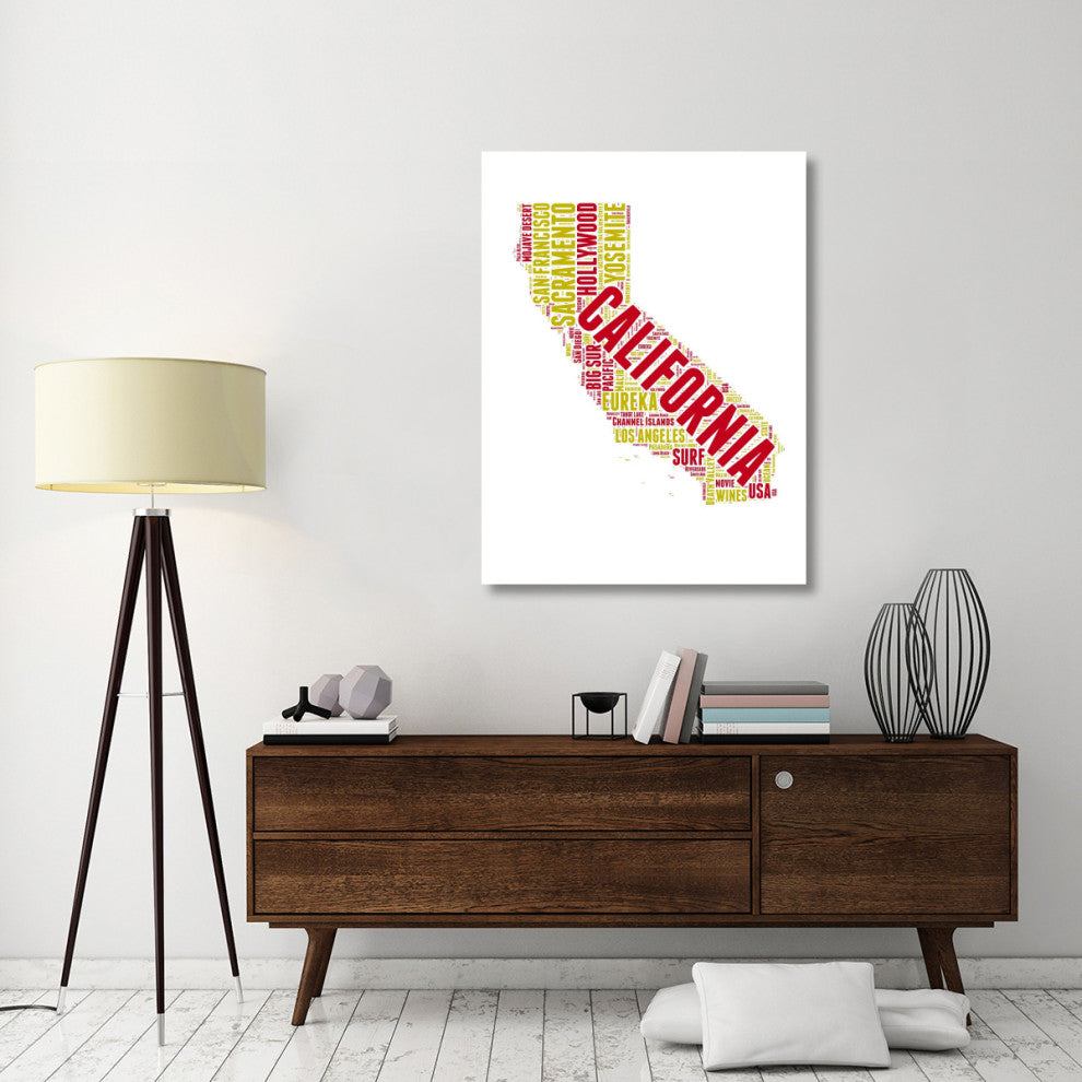 "California Word Cloud Map" Fine Art Print