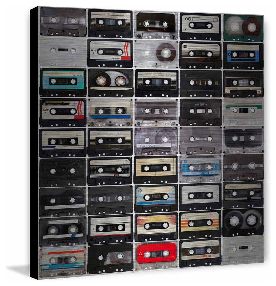 "Cassette Rows" Painting Print on Brushed Aluminum, 18"x18"