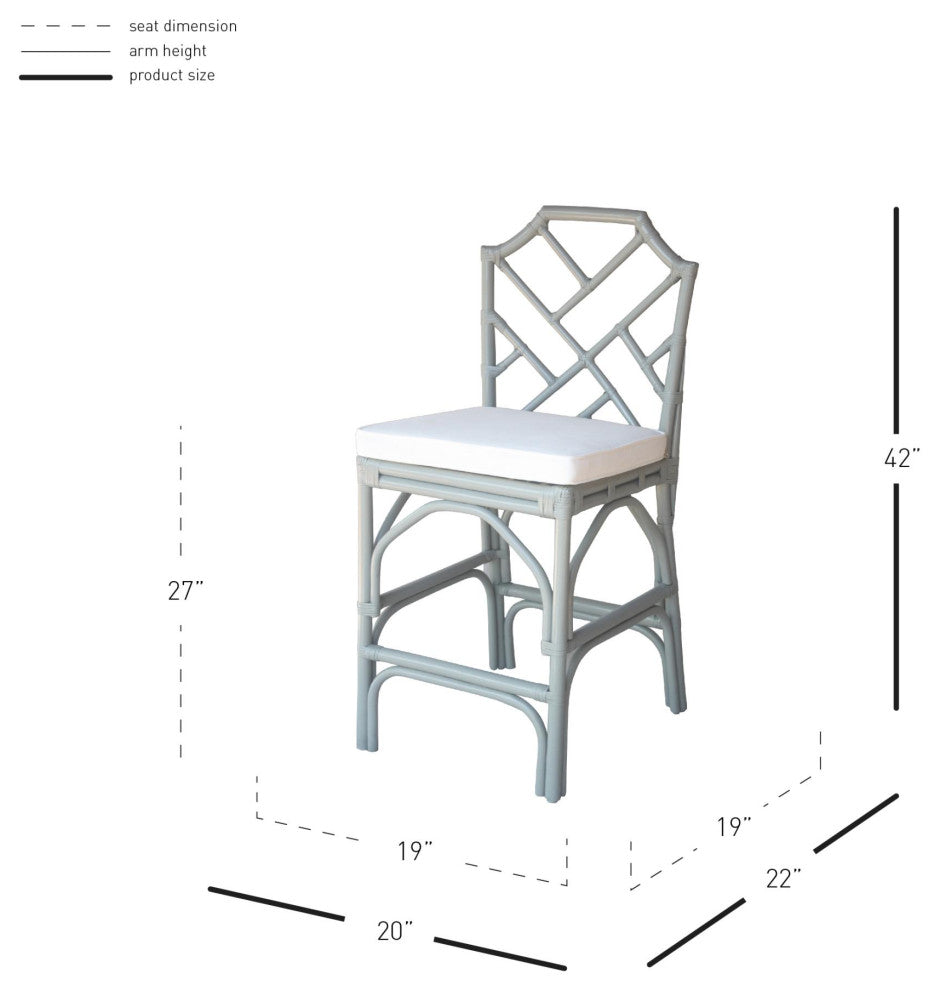 Kara Rattan Counter Stool, Set of 2, Gray