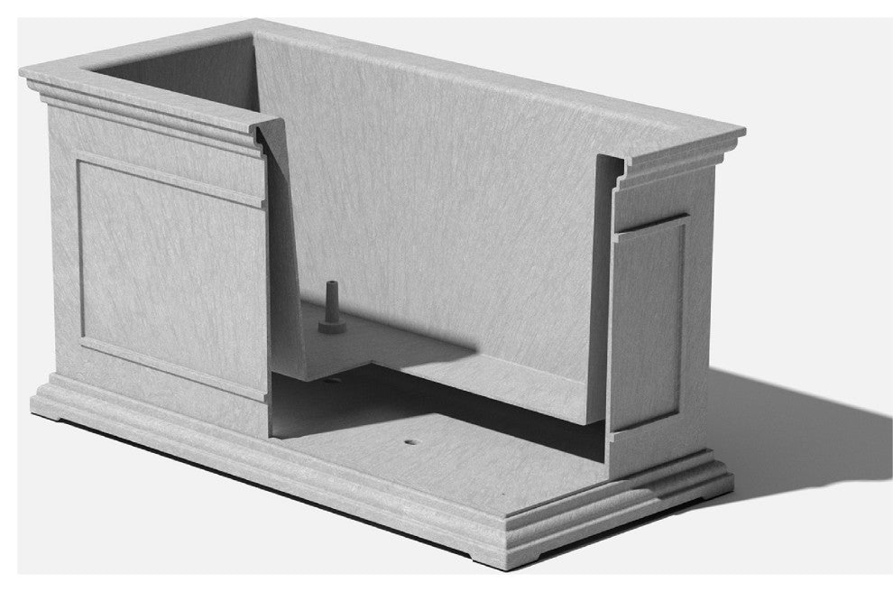 Brixton Long Planter, 33", Gray