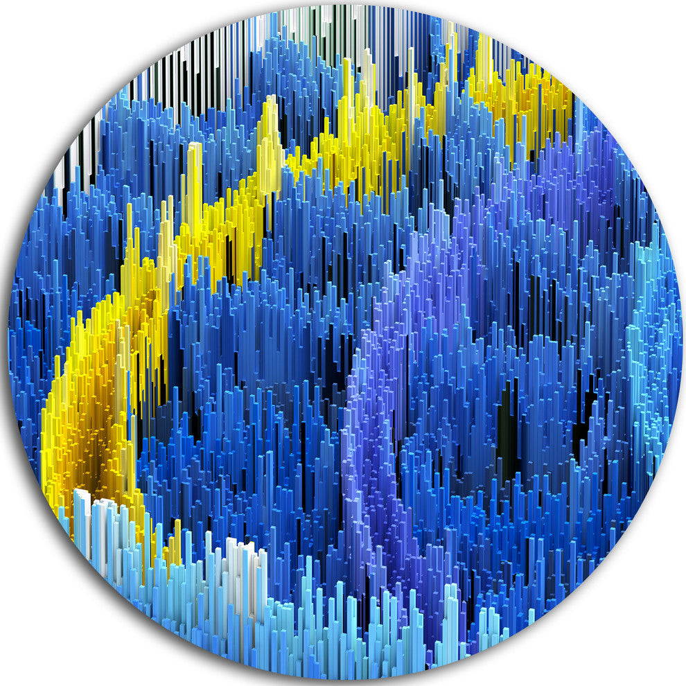 Macro Render Structure Blue Yellow, Art Large Disc Metal Wall Art, 11"