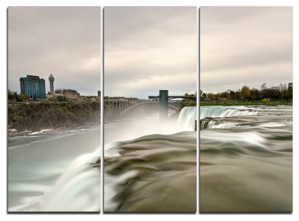 "Niagara Falls Goat Island View" Metal Wall Art, 3 Panels, 36"x28"