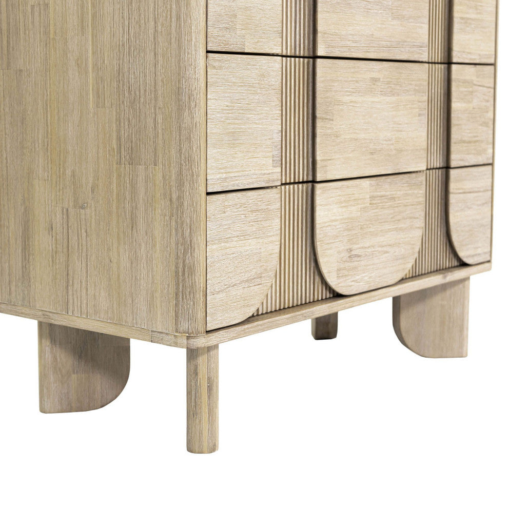 Haru 5-Drawer Acacia Chest, Beige