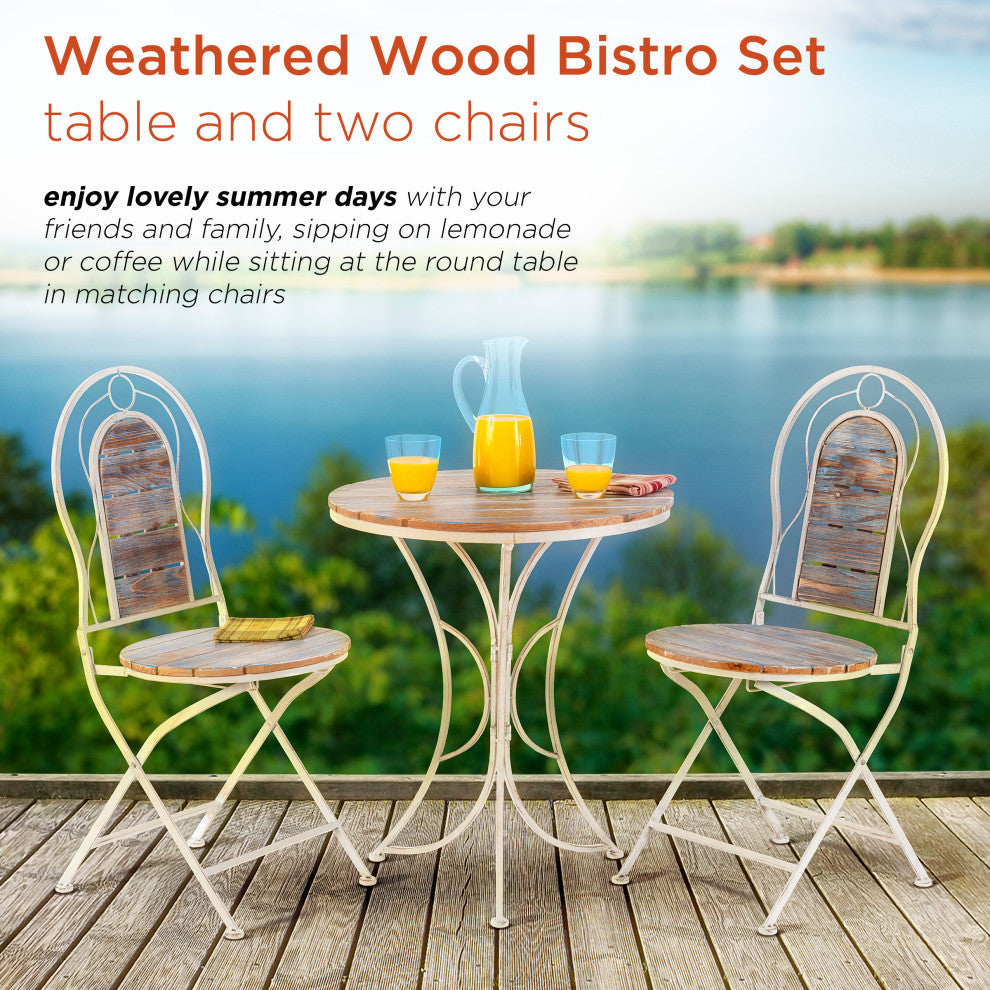 Alpine Patio Garden Table and Two Chairs Bistro Set, 28"