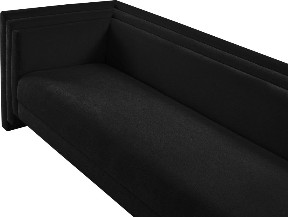 Everett Upholstered Sofa, Black, Chenille Fabric