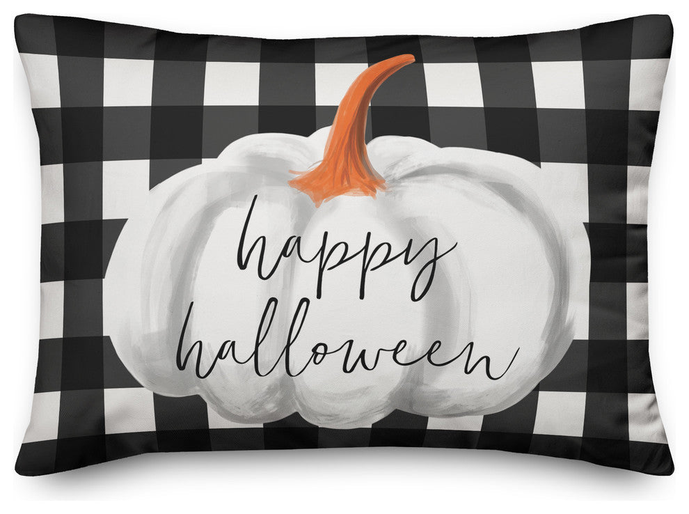 Happy Haunting Buffalo Check Throw Pillow