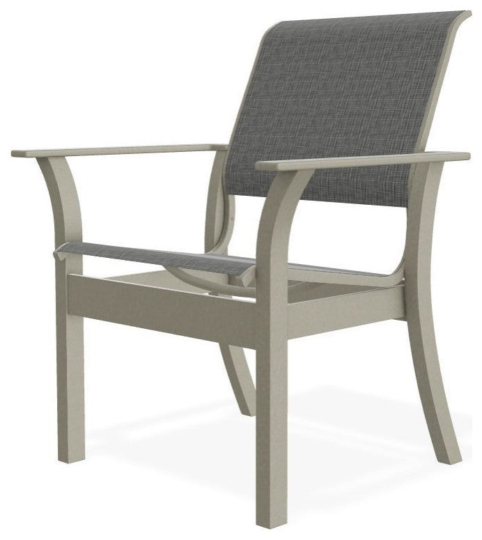 Leeward Sling Stackable Outdoor Dining Chair, Anchor/Storm