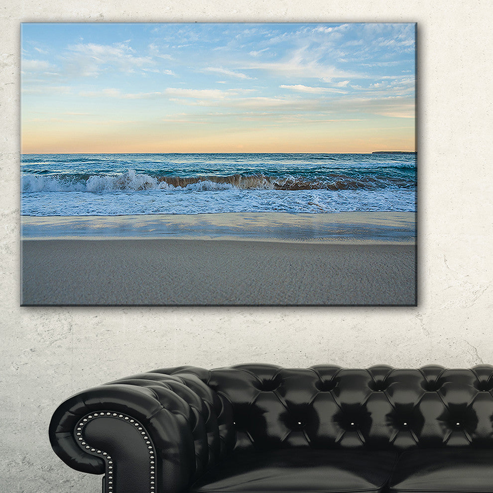 "Blue Splashing Scene Beach" Seashore Canvas Print, 40"x20"
