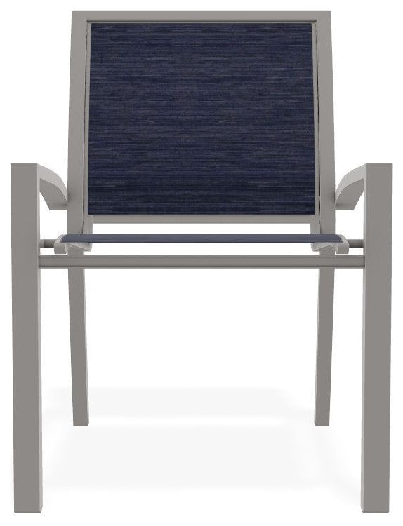 Kendall Sling Stackable Outdoor Dining Chair, Collect Indigo/Warm Gray