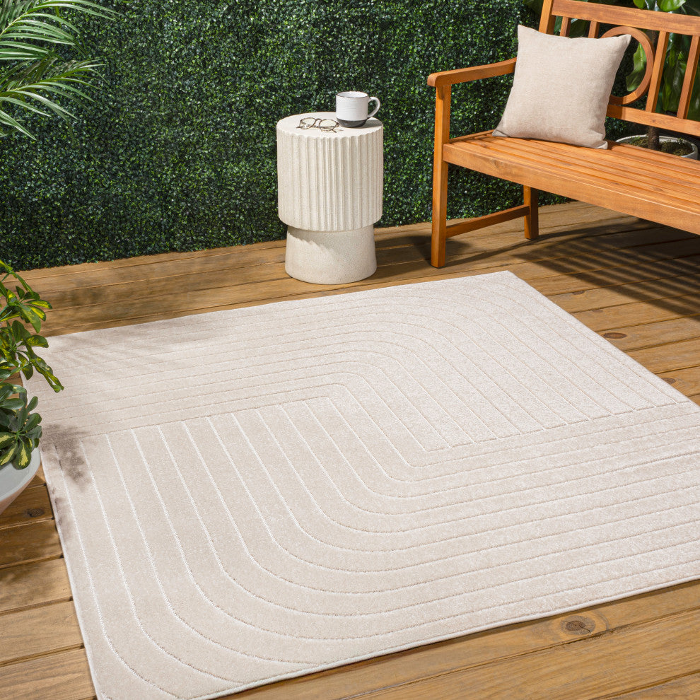 Odense High-Low Minimalist Angle Geometric Indoor/Outdoor Area Rug