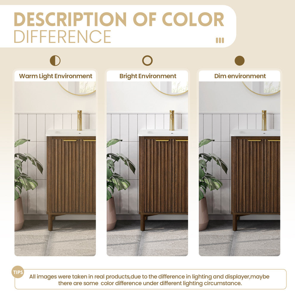 Mumbai Bath Vanity with Ceramic Basin Top without Mirror, Dark Brown Oak, 24", Single Vanity