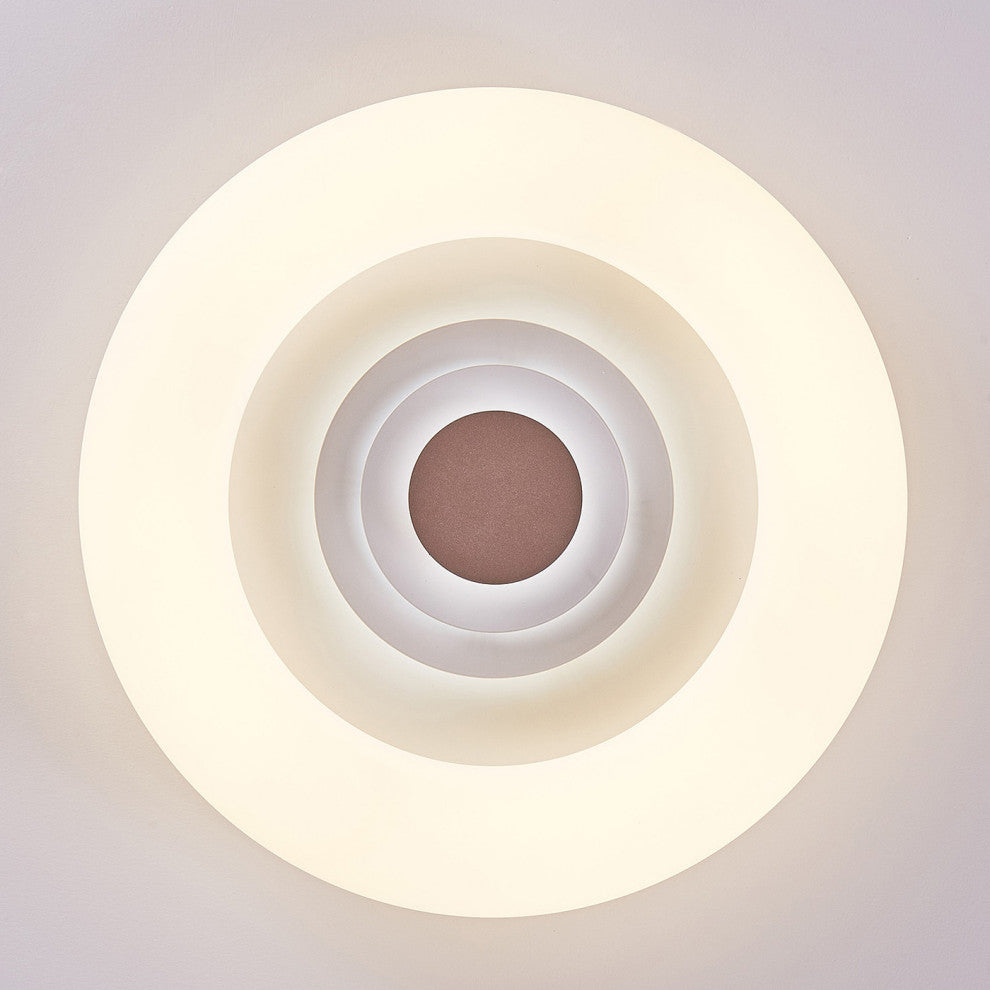 1-Light Round LED Flush Mount Light Modern Acrylic Tiered Ceiling Light, White