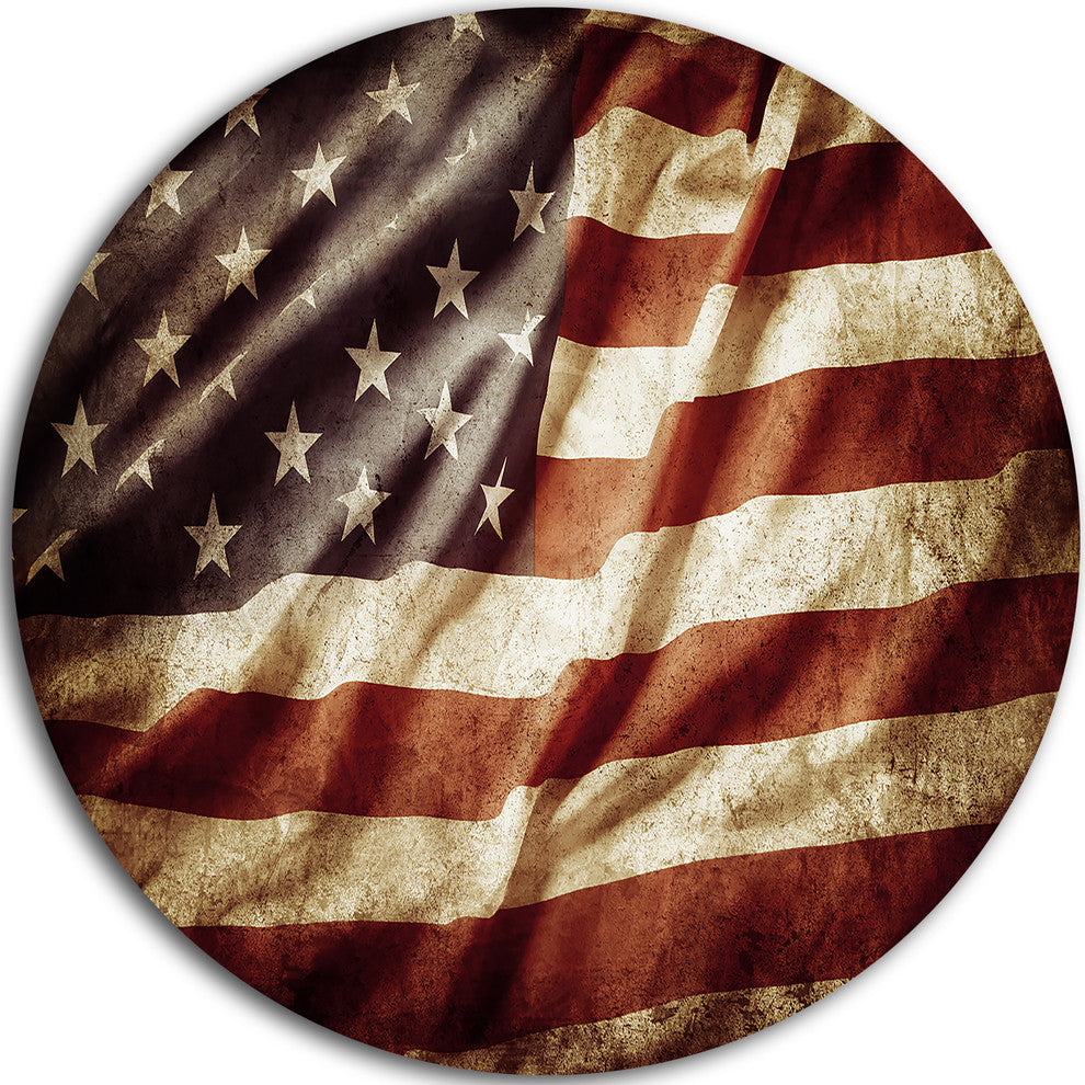American Flag, Contemporary Round Wall Art, 36"