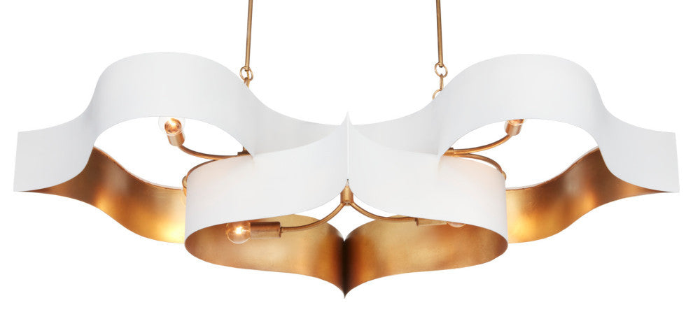 Grand Lotus White Oval Chandelier