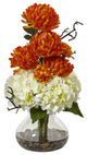 Hydrangea and Mum, Vase, White Orange