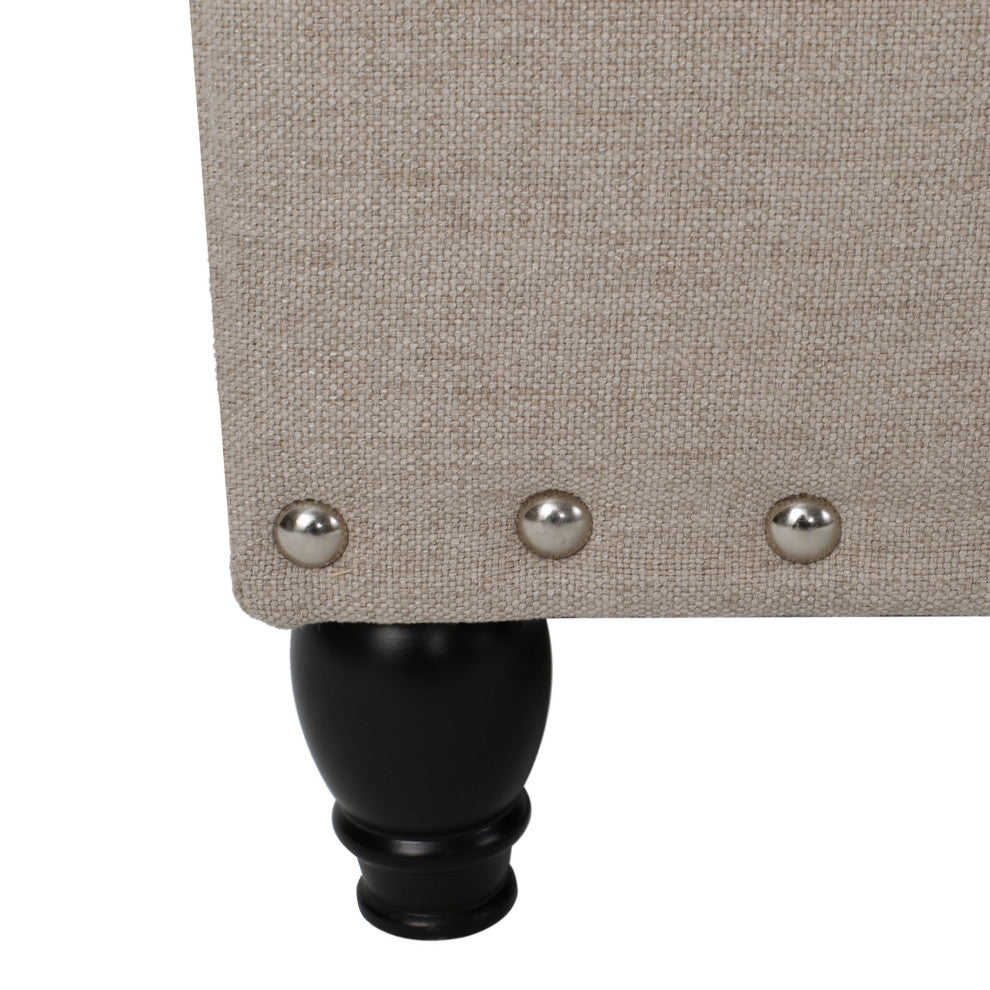 GDF Studio Evvy Fabric Storage Ottoman, Wheat