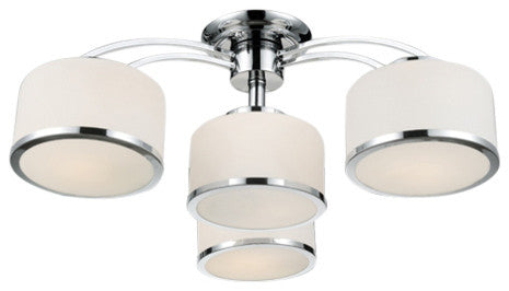 Frosted 4 Light Drum Shade Flush Mount With Chrome Finish