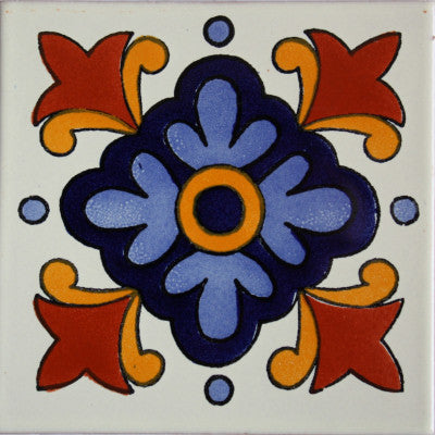 4-Piece Natora Talavera Mexican Tile, 6x6"