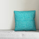 Teal and White Crosshatch Outdoor Throw Pillow, 18x18