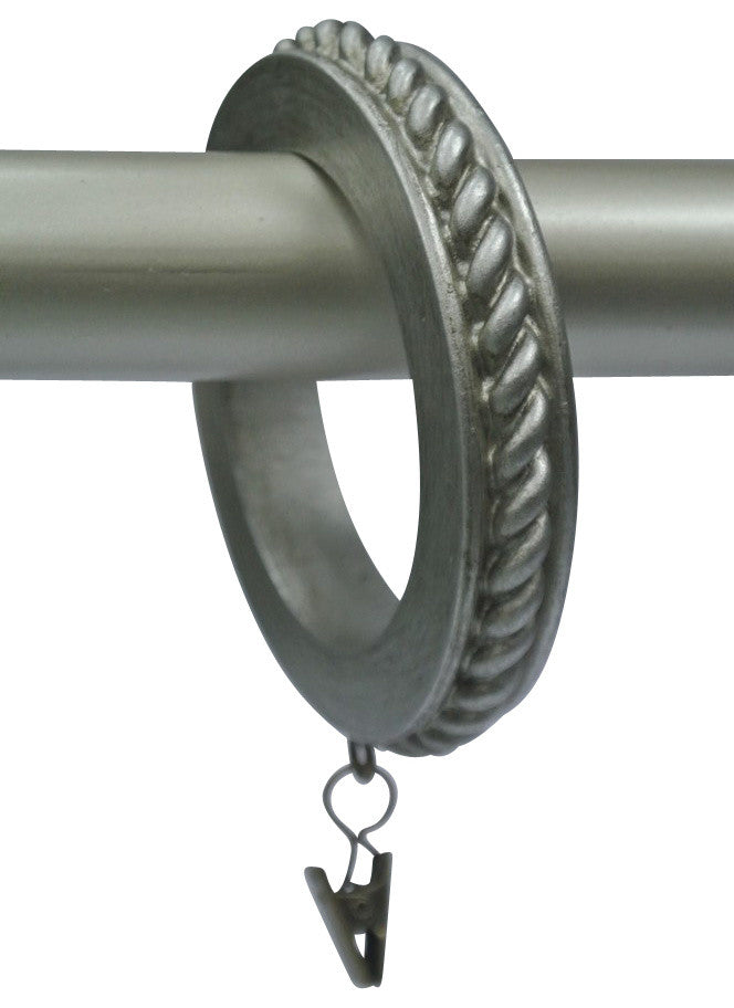2 1/2" Rope Designer Curtain Rings, Pewter, Set of 8