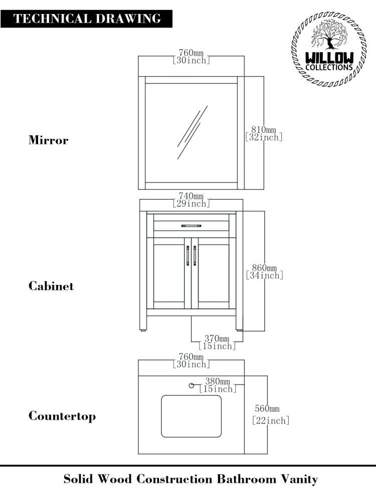 Boston 30 Single Sink Bath Vanity in Elephant Skin Gray 2" Carrara Quartz