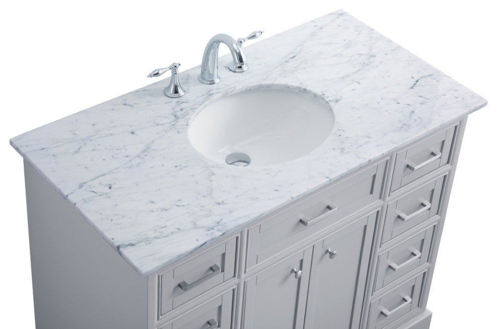 Amber Single Bathroom Vanity, Blue, Light Grey, 42"