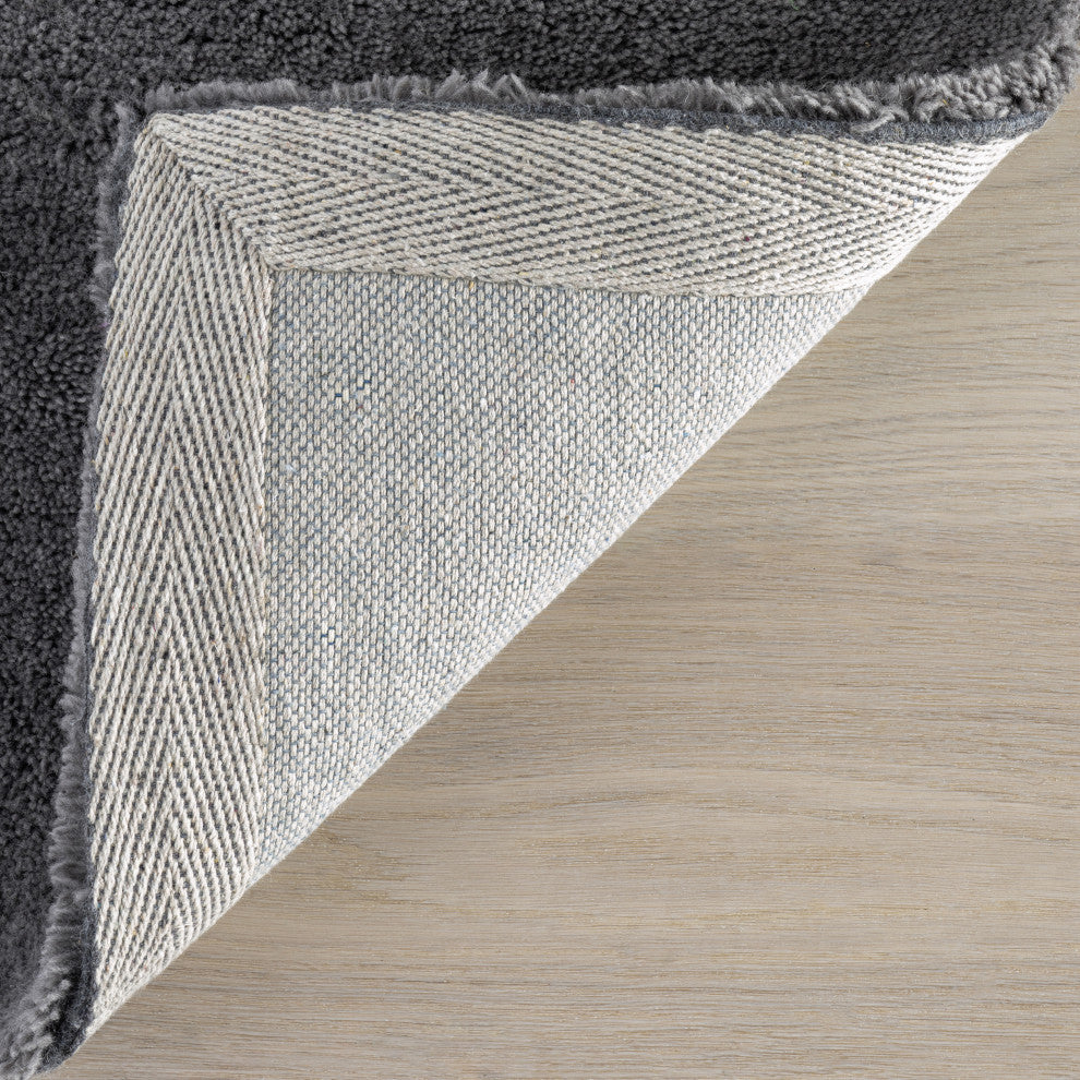 Gaia New Zealand Wool Shag Area Rug, Dark Grey 3' x 5'