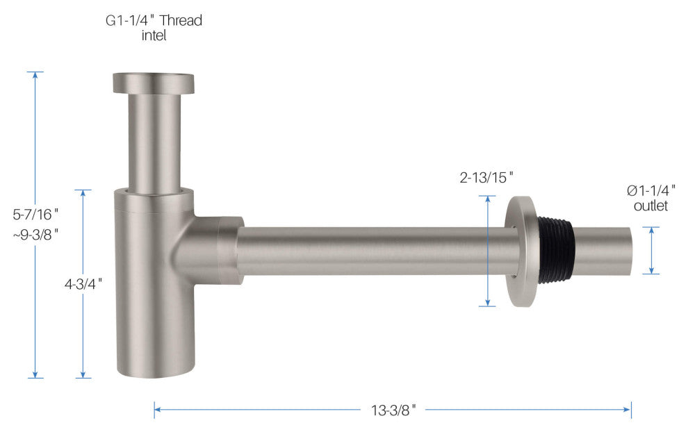 Kibi Bathroom Sink Decorative Round Bottle Trap, Brush Nickel