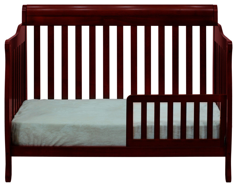 Baby Mile Eve 4-in-1 Convertible Crib With Guardrail, Cherry